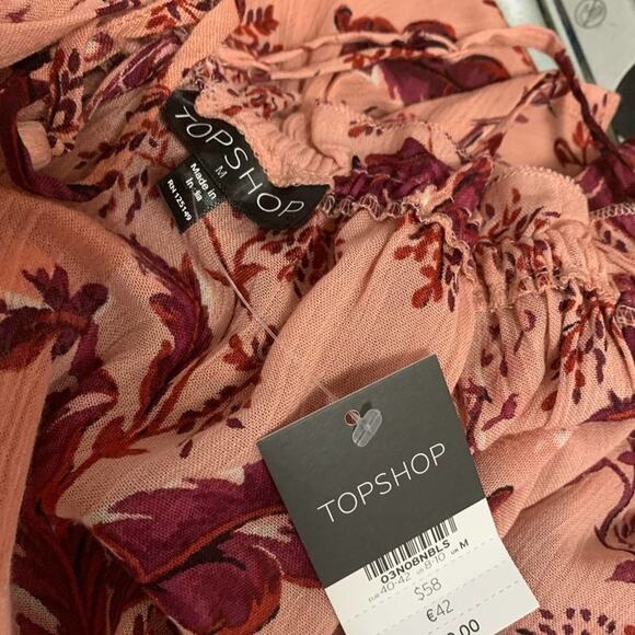 NWT TOPSHOP FLORAL ROMPER COLD SHOULDER SIZE M - Picture 6 of 8